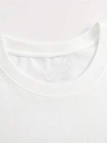 Spring Tops Fashion Letter Print Women's Round Neck Pure Cotton T-Shirt Simple Design, Comfortable And Breathable, Suitable For Daily Casual Wear, Versatile, Shows Natural And Elegant Style, Summer Party Essential, Local Delivery Loose And Comfortable Summer - 白色 - 查看 3