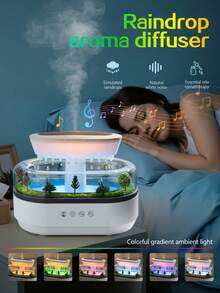 YTWO 250ml Landscape Humidifier, Diffuser, Aroma Humidifier, Raindrop Air Humidifier, 7-Color Rainfall Humidifier With Rain Sound, Micro Landscape Raindrop Essential Oil Diffuser, Suitable For Home Bedroom, Office, Quiet Rain Lamp, Timer, Auto Shut-Off, Can Be Used As Room Decor, Wedding Decor, Yoga Decor, Romantic Atmosphere - EU C Type Plug(220-240V) - View 3