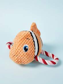 PETSIN 乌龟狗咬胶玩具，海洋动物狗咬胶玩具，幼犬出牙卡通吱吱叫狗玩具，可爱毛绒狗玩具，适合小型中大型犬和猫的狗互动玩具