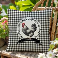 1 Stück einfacher schwarz-weißer karierter Hühner-Zierkissenbezug, einseitig aus weichem Pfirsich-Samt, 45*45 cm Kissenbezug, geeignet für Raumdekoration, Innensofa Wohnzimmer Dekoration, Partydekoration, Zierkissen Geschenk