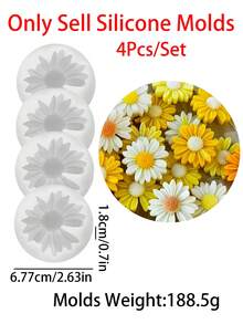 Set de 4 moldes de silicona con forma de flor de margarita y girasol para hacer piedras aromáticas, jabones y velas multiusos DIY - moho - Ver 2