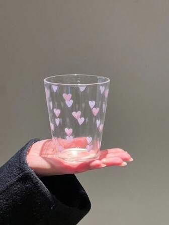 1 件法式心形玻璃杯，适用于咖啡店、家居、餐厅、派对、节日礼物，耐热，少女设计，适合办公室、早餐、牛奶、咖啡