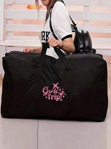 1 件可折叠旅行袋男女通用收纳袋，便携式女士手提包男士大容量行李袋，带飞机物品图案，多功能旅行配件，行李袋搬家袋牛津布，打包行李袋，搬家收纳袋，适用于宿舍、出租屋、学校宿舍、防潮防尘衣物被子收纳袋，返校用品袋，学校用品学校用品