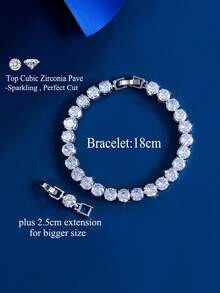 1pc 6mm Round Cubic Zirconia Purple Pink Classic Tennis Chain Bracelet For Women, Engagement, Wedding, Pageant, Bridal Party Jewelry Gift - Luxury Design - View 11