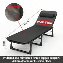 1 Pc Foldable Steel Frame Recliner Chair, Portable Folding Chaise Lounge, Siesta Rest Chair, Multi-Functional Folding Bed, Suitable For Office, Home, Outdoor Patio