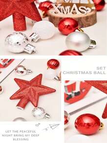 30 件/盒圣诞球树顶装饰星形礼品套装 - 彩色防碎塑料装饰球，适用于圣诞树装饰、节日派对和婚礼装饰、圣诞节、生日礼物