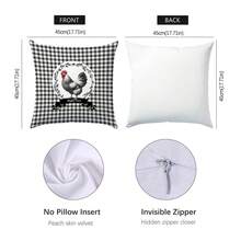 1 Stück einfacher schwarz-weißer karierter Hühner-Zierkissenbezug, einseitig aus weichem Pfirsich-Samt, 45*45 cm Kissenbezug, geeignet für Raumdekoration, Innensofa Wohnzimmer Dekoration, Partydekoration, Zierkissen Geschenk