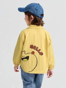 Balabala Kids Plaid Dog Print Jacket Fall 2025 – Soft Fleece Outerwear By BalaOne - Light Yellow - View 3