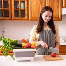 Collapsible Dish Basin 2.4Gal/9L, Foldable Kitchen Sink Tub With Drain Plug,Wash Basin For Dishes,Fruits,Bottles,Space-Saving For RVs,Camping & Laundry(Gray) - Grey - View 9