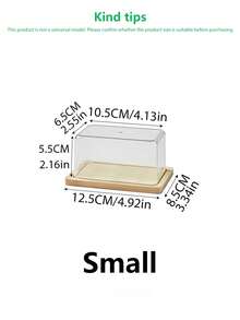 1pc/2pcs Bamboo Butter Dish, Butter Dish With Lid, Butter Box, Cake Box, Small Transparent Box For Storing Butter, Small Cakes, Fruits And Bread In The Kitchen, Exclusive Box For Cheese, Home Decoration, Kitchen Tool, Pre-Meal Preparation, Dining Room Accessory, Refrigerator Organizer. - Transparent - View 15