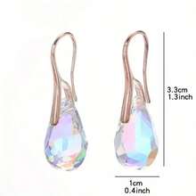 New Vintage Personality Long Dangle Earrings For Women Girls Fashion Rose Gold Color Water Drop Artificial Crystals Earrings Jewelry Gifts - 香檳色 - 查看 2