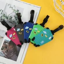 PVC Luggage Tag With Cartoon Suitcase Pattern (Grey, Pink) Travel Bag Tags, Suitcase Label, Soft Rubber Travel Tag With Removable Buckle - Soft Rubber Luggage Tag For Suitcase, Silicone Boarding Tag For Rolling Suitcase, Suitable For Cards (Bank Card, Student ID, Transit Card) - 粉色 - 查看 6