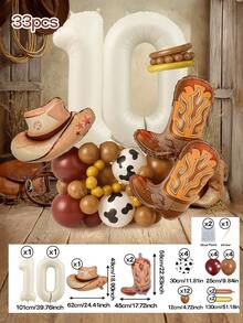 Bộ trang trí bóng bay chủ đề miền Tây 22/33 món - Trang trí chủ đề cao bồi Rodeo 22/33 món, bóng bay số màu kem 40 inch (0-9), bóng bay hình mũ và ủng cao bồi màu xám, bóng bay cao su in hình bò 12 inch, bóng bay cao su màu nâu/gỉ sét/cà phê sữa, thích hợp cho tiệc độc thân chủ đề miền Tây hoang dã, trang trí sinh nhật cao bồi, tiệc mừng em bé. - màu kem - Xem 16