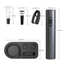 Apribottiglie per vino, ideale per feste e appassionati di vino - regalo gadget da cucina, cavatappi e decanter facili da usare, a batteria (batterie non incluse). Disponibile in versione set e singola. Il set include: apribottiglie, tagliatore di stagnola, versatore, tappo a vuoto estraibile, base di stoccaggio.