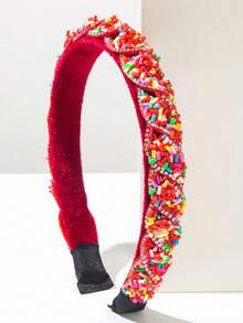 1 件巴洛克风格甜美糖果色水钻编织头带，适合女性的百搭发饰，发带，发箍，发饰 - 彩色 - 查看 3