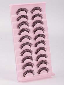 10 Pairs Russian Style False Eyelashes, D-Curl Thick & Fluffy Lashes For Daily & Party, Charming Eye Makeup, Travel Essential,Festival Lashes,Rave Makeup,Glitter Eyelashes,Rave Party Accessories - Multicolor - View 11
