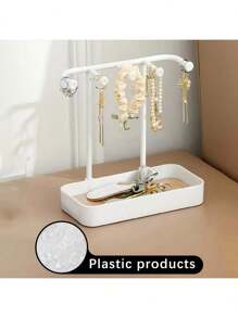1 pieza Estante de exhibición práctico, organizador colgante de sobremesa para aretes, collares, anillos, llaveros, diademas, sujetadores de cabello, bandeja de joyería de madera y soporte para llaves para organizar accesorios de mujer, esenciales de viaje, regreso a la escuela, almacenamiento de dormitorio, decoración de otoño