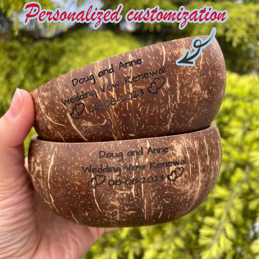 Personalized Coconut Bowl | Customized Coconut Bowl | Handmade Customization | Personalized Gift | Unique Personalized Customized Tableware - Brown - View 1