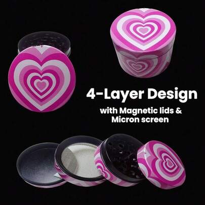 2 Inch Heart Herb Grinder Portable 4 Sections Manual Crusher Mill Mortar Zinc Alloy Tobacco Raw Grass Grinder Cigarette Accessories Smoking Tool