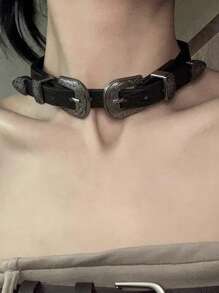 Colares de Rebite Góticos para Mulheres, Colar de Halloween para Meninas "E" Sombrias, Colar Gargantilha Fashion Punk de Couro PU com Vários Picos Colar Gargantilha Anel de Pescoço Joias Masculinas