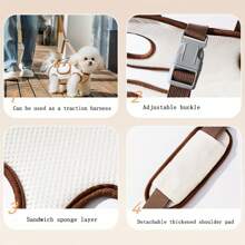 Cute Breathable Dog Backpack , Portable Traction Backpack With Adjustable Straps For Cats And Dogs, Crossbody Or Shoulder Carry, Pet Supplies Stylish Dog Gear Cat Carrier Cat Backpack Bike Trailer - White - View 5