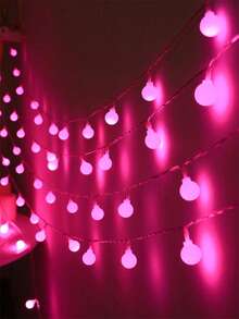 One 10LED/20LED/40LED Pink Light Bulb Ambient Decorative String, Battery-Powered (Battery Not Included), Suitable For Various Festival Decorations, Halloween/Christmas Party Ambient Decoration Products - White - View 4