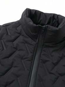 男士加厚抓绒背心，石墨烯保暖内衬 - 冬季保暖无袖外套 - 黑色 - 查看 7