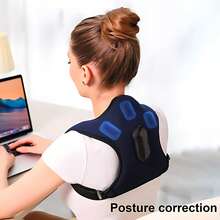 2-In-1 Back & Shoulder Massager – Posture Corrector With Vibration & Heat, 3-Speed Adjustable, Intelligent Timing For Home Use - 藏蓝色 - 查看 5