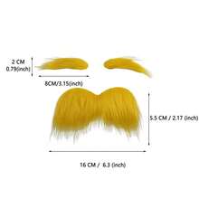 3pcs/Set St. Patrick's Day Gentleman Mustache Costume Party Prop, Includes Yellow Mustache & Eyebrows - Yellow - View 6