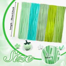 Bộ dụng cụ làm ống hút màu xanh lá cây - 250/500 chiếc, Thân bông nhung dày dùng cho nghệ thuật và thủ công, Hoàn hảo để làm động vật, hoa và đồ trang trí lễ hội, Dụng cụ làm ống hút cho hoa, Bộ dụng cụ thủ công, Ý tưởng cho hoạt động dự án nghệ thuật. - màu xanh lá - Xem 3