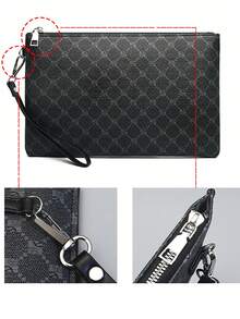 男士手提包，时尚信封包，男士手提包，男士手拿包，可容纳手机、平板电脑、车钥匙和其他杂物。内部设有银行卡和购物卡卡槽，简约时尚。 - 彩色 - 查看 8