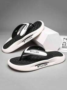 1 Pair EVA & PVC Blend Squishy Feeling Men's Slippers, Beach/Casual