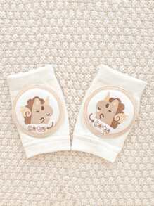 1 Pair Baby Crawling Knee Pads With Embroidery Design, Anti-Slip Mesh Fabric, Breathable Material, Suitable For 0-3 Years Old Children Crawling, Walking, Outdoor/Indoor Activities And Anti-Slip Protection
