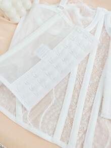 Fashionable Seamless Spaghetti Strap Bra, Sexy Fitted Strapless Lace Camisole Crop Top - White - View 11