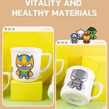 Marvel Mundwasser Becher Haushalt einfach kreativ Q Version Studenten Einzelgriff Becher, Badezimmer Zahnbürstenbecher mit Griff, Iron Man Becher