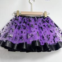 3pcs Halloween Witch Hat, Magic Broom, Bat Skirt Party Costume Set, Orange Pumpkin, Witch, Bat, Skull Print Skirt, Skirt Length 30cm, Suitable For Halloween, Carnival, Day Of The Dead, Evening Party Accessories - Multicolor - View 5