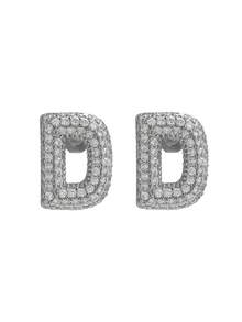 1 对泡泡首字母耳钉精致泡泡方晶锆石 26 个字母 A-Z 个性化名字耳钉情人节珠宝生日礼物适合女士和女孩 - 大號字母耳環 - 查看 43