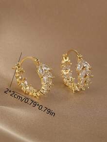 2 Pieces Teen Popular Super Flash U-Shaped Ear Buckle, Wheat Ear Studs, European And American High-End Design, Earrings Temperament, Versatile Earrings - Multicolor - View 5