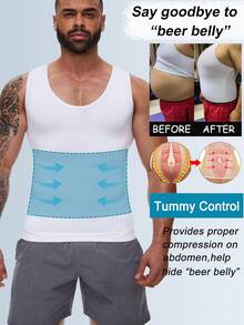 Slimming Mens Tummy Control Tank Top Shapewear Belly Chest Gynecomastia Compression Shirts Vest Girdle Body Shaper Underwear Undershirts - trắng - Xem 2