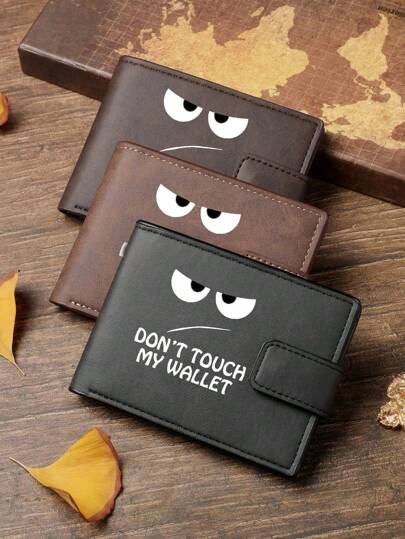 Fashionable Faux Leather Wallet - Compact Zipper Card Holder With Coin Pouch, Snap Closure Card Case, "Don't Touch My Wallet" Design, Ideal For Daily Use Billfold