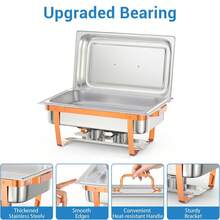 4pcs/6pcs Chafing Dish Buffet Set, Rectangular Chafing Dishes (8 QT) For Buffets With Lid Holder, Stainless Steel Chafing Dishes, Food Warmer For Kitchen, Party, Banquet - Silver - View 3