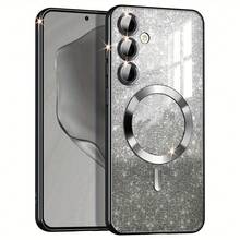 适用于 Galaxy A56 A36 A16 A26 A06 手机壳透明渐变磁吸闪亮电镀软 TPU 全摄像头镜头保护套适用于 Galaxy S21 S22 S23 S24 S25 Ultra Plus / A14 A34 A15 A55 A54 A35 S23 S24 FE 防水防震防摔防刮 - 黑色 - 查看 1