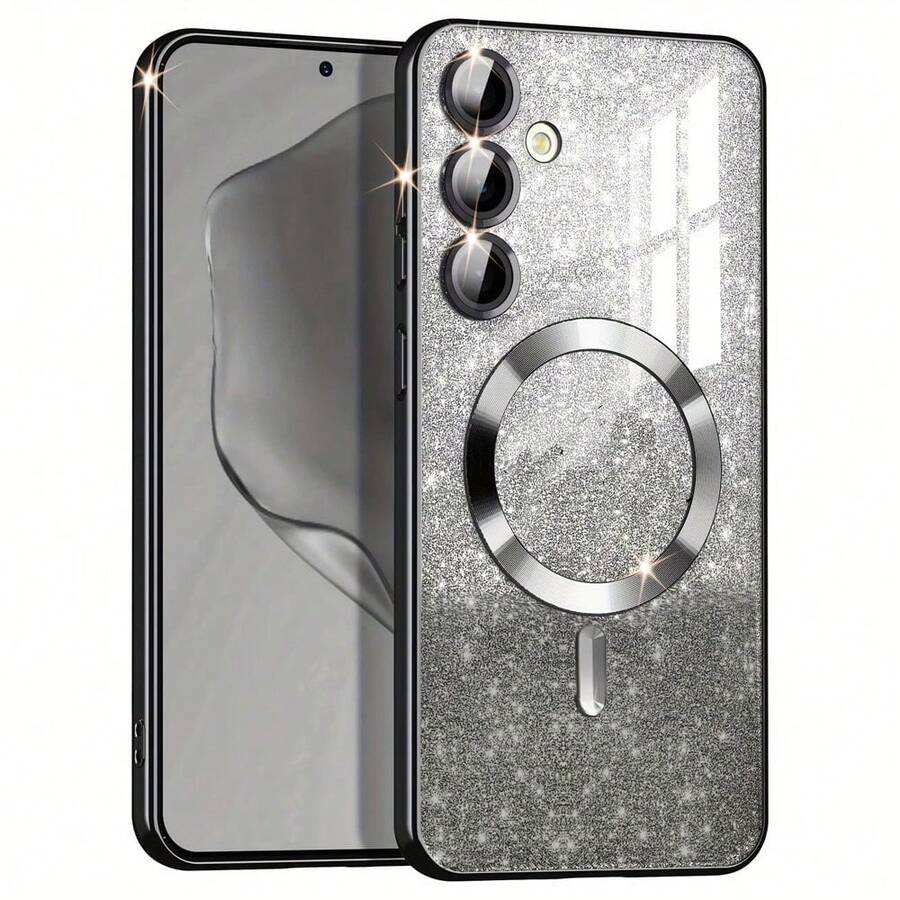 适用于 Galaxy A56 A36 A16 A26 A06 手机壳透明渐变磁吸闪亮电镀软 TPU 全摄像头镜头保护套适用于 Galaxy S21 S22 S23 S24 S25 Ultra Plus / A14 A34 A15 A55 A54 A35 S23 S24 FE 防水防震防摔防刮 - 黑色 - 查看 1