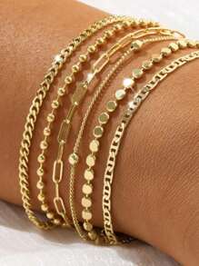Gold Bracelets For Women, Stackable Bracelet Stack Set Adjustable Charm Paperclip Chain Cuban Link Layered Waterproof Jewelry Sets Gifts For Women