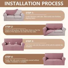 Ystyle 3-Seater Sofa Cover With Armrests, Universal Stretch Sofa Cover, Washable Cat Scratch-Resistant Sofa Cover, Stain-Resistant Stretch Sofa Cover, Non-Slip Sofa Cover - Rusty Rose - View 3