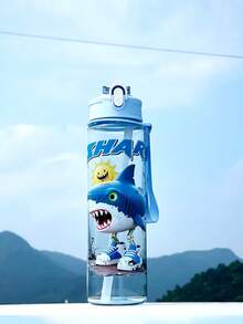 Children's Water Bottle, Dinosaur, Shark, 1 Cute Sports Water Bottle With Cartoon Animal Patterns - 800ml, Straw Cup, With A Handle, Leak-Proof, Shock-Resistant, Portable - Suitable For Travel, Outdoor Activities, And For Use By Students In Kindergartens And Schools - Multicolor - View 5