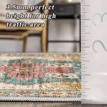 9x12 Area Rugs Living Room - Large Boho Stain-Resistant Rugs With Non-Slip Backing, Vintage Design Bedroom, Beige/Brown, Home Decor Floor - Green - View 8