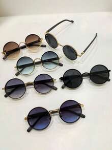 1 chiếc kính tròn kim loại đen Unisex, kính thời trang đường phố Punk cổ điển sang trọng thích hợp cho chụp ảnh đường phố, du lịch, tiệc tùng, trang phục hàng ngày, câu cá, cắm trại cho kỳ nghỉ hè trên bãi biển, ngoài trời, du lịch - màu đen - Xem 1