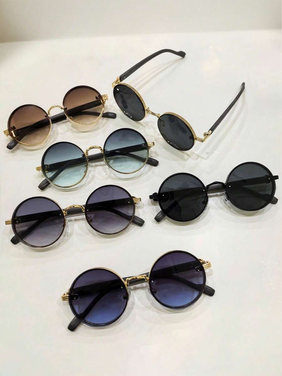 1 chiếc kính tròn kim loại đen Unisex, kính thời trang đường phố Punk cổ điển sang trọng thích hợp cho chụp ảnh đường phố, du lịch, tiệc tùng, trang phục hàng ngày, câu cá, cắm trại cho kỳ nghỉ hè trên bãi biển, ngoài trời, du lịch - màu đen - Xem 1