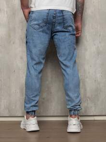 Men's Twill Jogger Pants With Elastic Waistband - Rửa trung bình - Xem 3